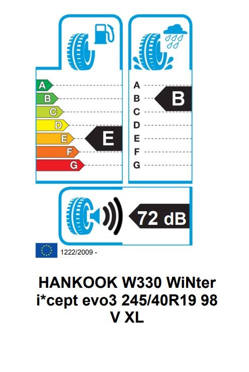 Eticheta Energetica Anvelope  245 40 R19 Hankook Winter I*cept Evo3 W330 