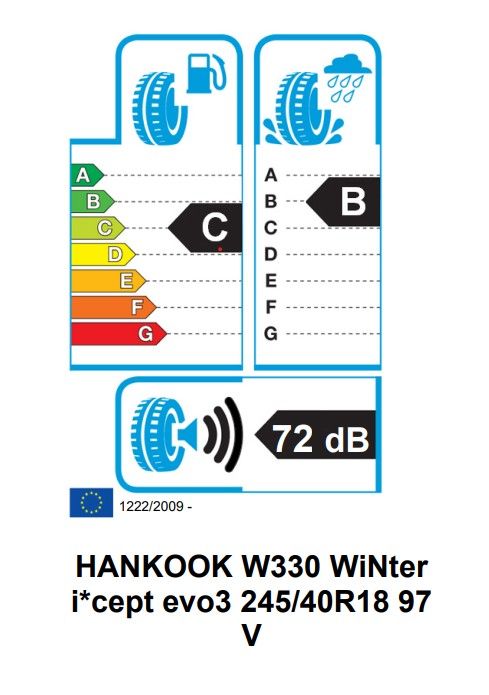 Eticheta Energetica Anvelope  245 40 R18 Hankook Winter I*cept Evo3 W330 