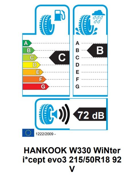 Eticheta Energetica Anvelope  215 50 R18 Hankook Winter I*cept Evo3 W330 