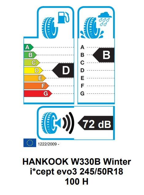 Eticheta Energetica Anvelope  245 50 R18 Hankook Winter I*cept Evo3 W330 