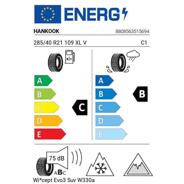 Eticheta Energetica Anvelope  285 40 R21 Hankook Wi*cept Evo3 Suv W330a 