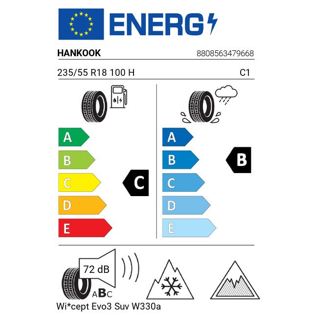 Eticheta Energetica Anvelope  235 55 R18 Hankook Wi*cept Evo3 Suv W330a 