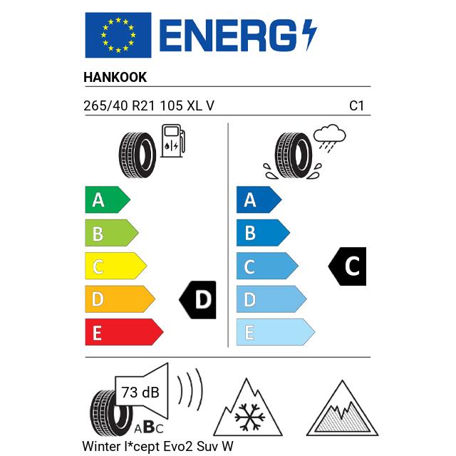 Eticheta Energetica Anvelope  265 40 R21 Hankook Winter I*cept Evo2 Suv W320a 