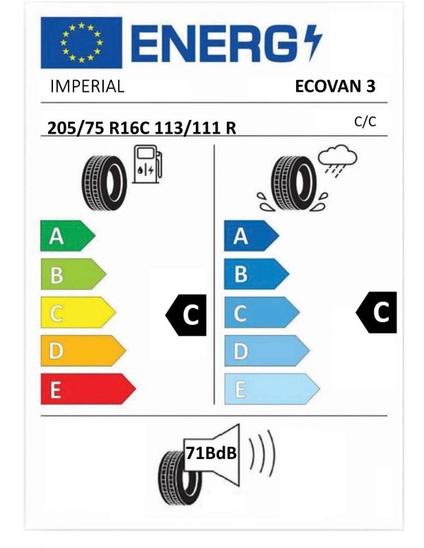 Eticheta Energetica Anvelope  205 75 R16C Imperial Ecovan 3 