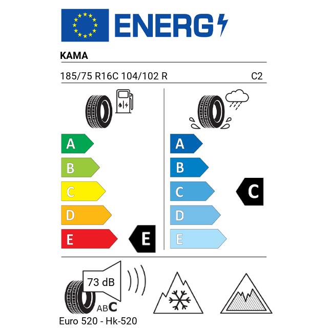 Eticheta Energetica Anvelope  185 75 R16C Kama Euro 520 - Hk-520 