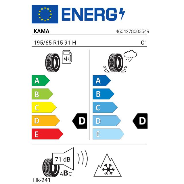Eticheta Energetica Anvelope  195 65 R15 Kama Hk-241 
