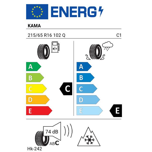 Eticheta Energetica Anvelope  215 65 R16 Kama Hk-242 