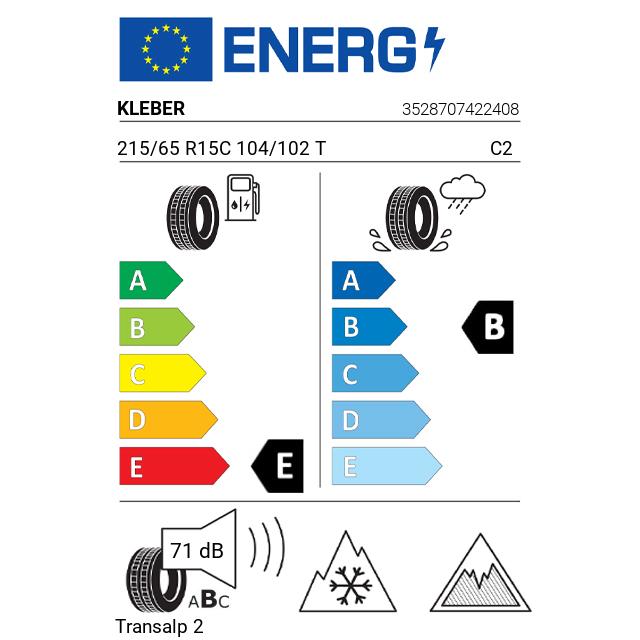 Eticheta Energetica Anvelope  215 65 R15C Kleber Transalp 2 