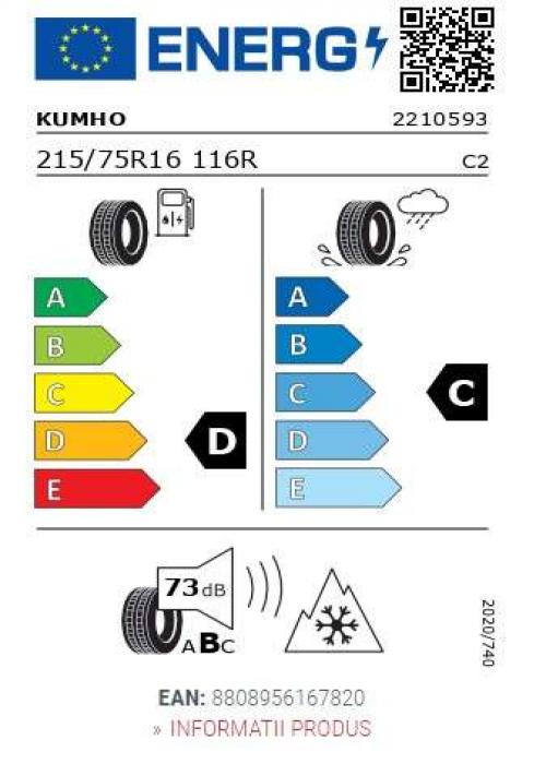Eticheta Energetica Anvelope  215 75 R16C Kumho Cw51 