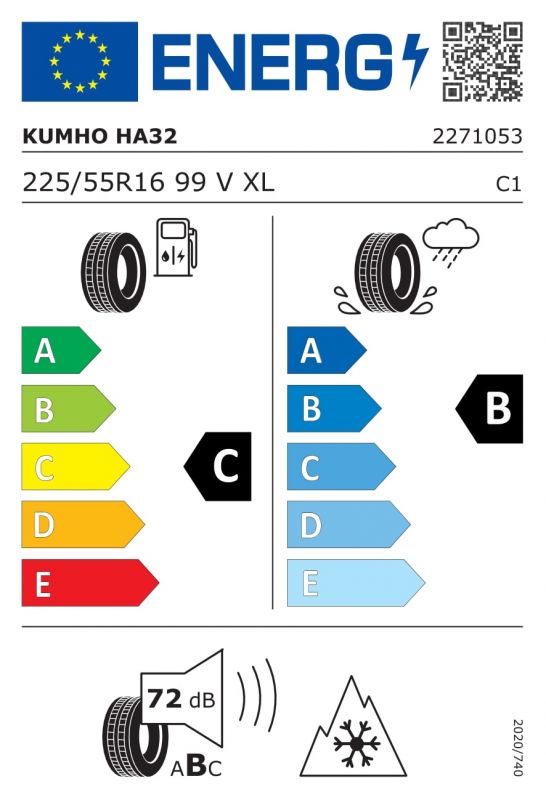Eticheta Energetica Anvelope  225 55 R16 Kumho Ha32 