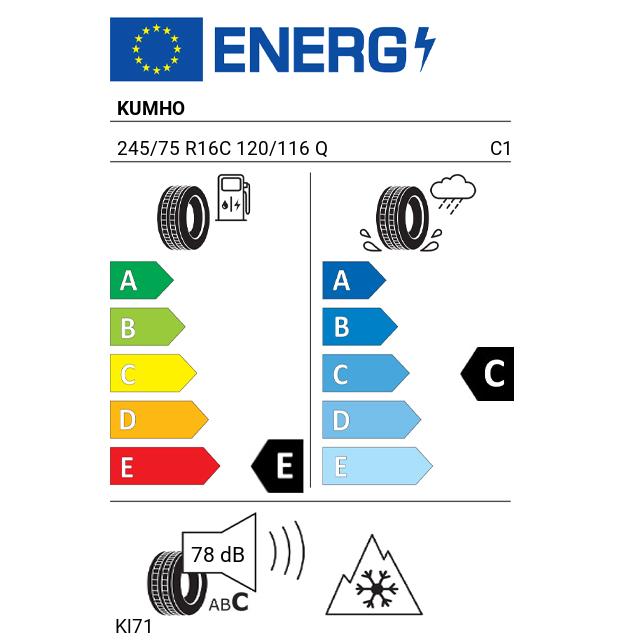 Eticheta Energetica Anvelope  245 75 R16C Kumho Kl71 