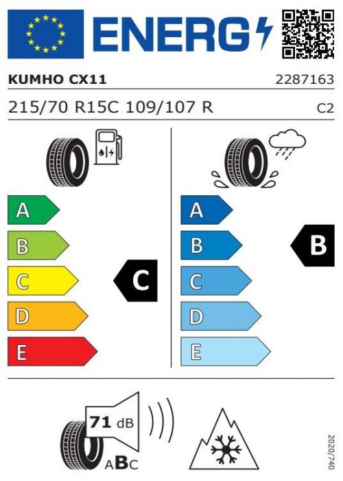 Eticheta Energetica Anvelope  215 70 R15C Kumho Portran 4s Cx11 