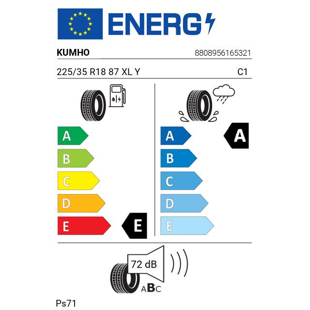 Eticheta Energetica Anvelope  225 35 R18 Kumho Ps71 