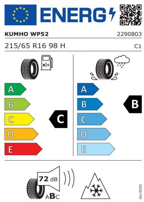 Eticheta Energetica Anvelope  215 65 R16 Kumho Wp52 