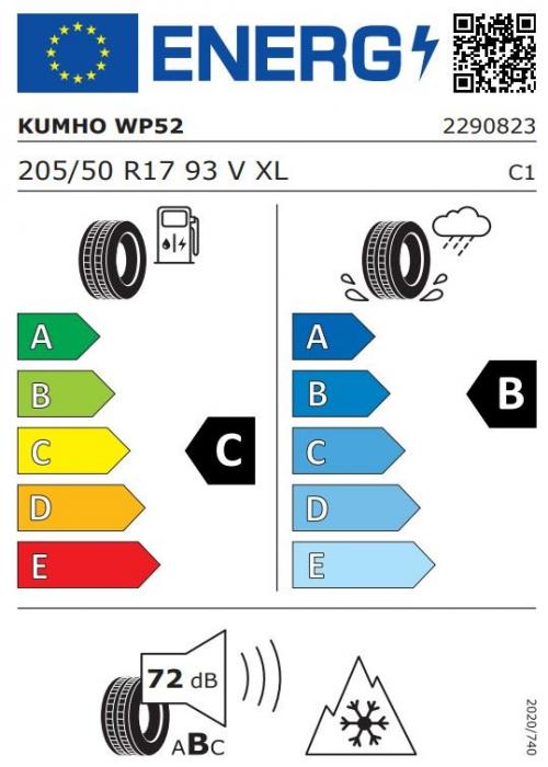 Eticheta Energetica Anvelope  205 50 R17 Kumho Wp52 