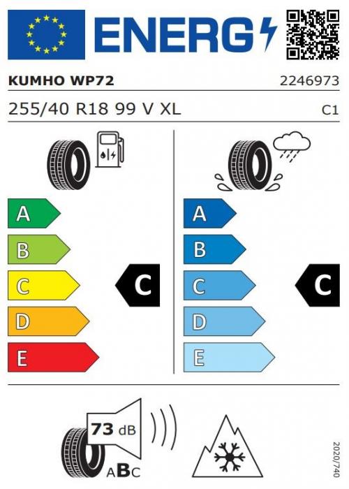 Eticheta Energetica Anvelope  255 40 R18 Kumho Wp72 