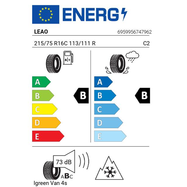 Eticheta Energetica Anvelope  215 75 R16C Leao Igreen Van 4s 