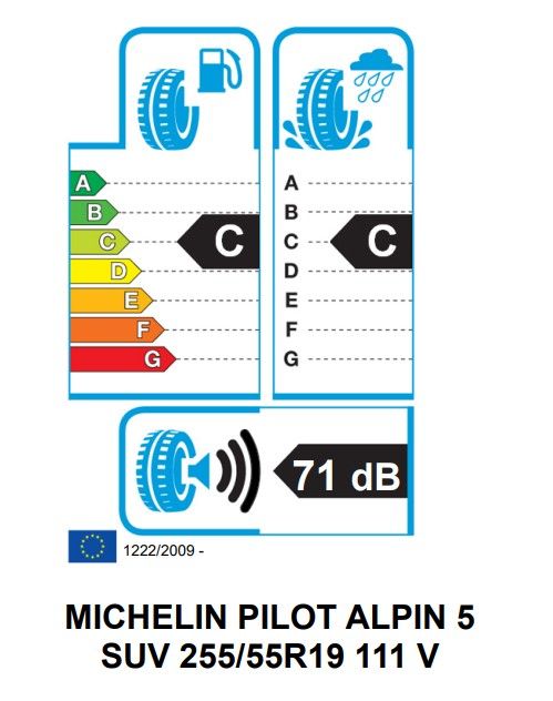 Eticheta Energetica Anvelope  255 55 R19 Michelin Pilot Alpin 5 Suv 