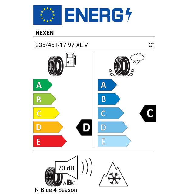 Eticheta Energetica Anvelope  235 45 R17 Nexen N Blue 4 Season 