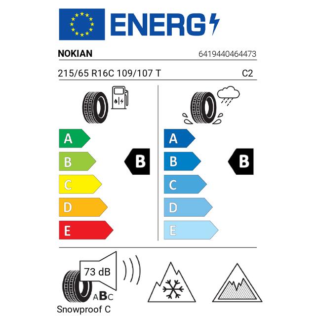Eticheta Energetica Anvelope  215 65 R16C Nokian Snowproof C 