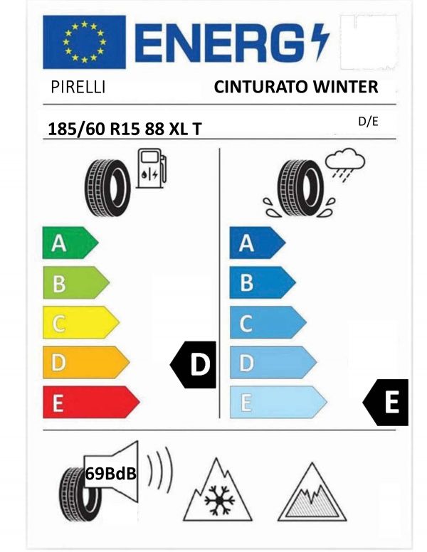 Eticheta Energetica Anvelope  185 60 R15 Pirelli Cinturato Winter 