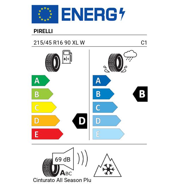 Eticheta Energetica Anvelope  215 45 R16 Pirelli Cinturato  Plus 