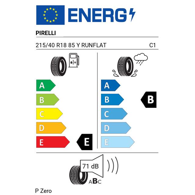 Eticheta Energetica Anvelope  215 40 R18 Pirelli P Zero 