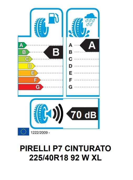 Eticheta Energetica Anvelope  225 40 R18 Pirelli P7 Cinturato P7c2 