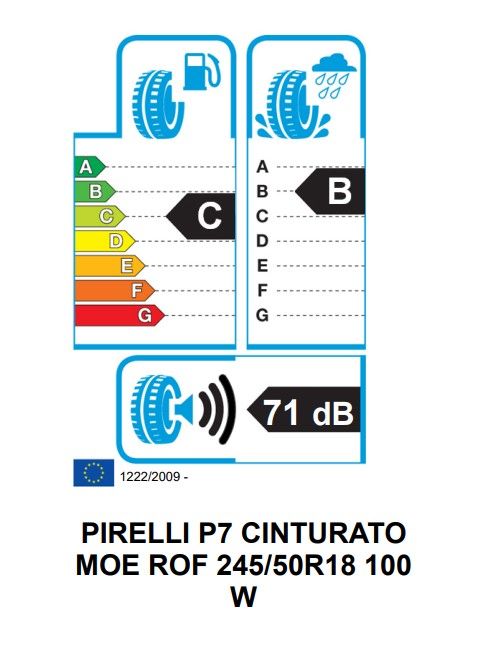 Eticheta Energetica Anvelope  245 50 R18 Pirelli P7 Cinturato 