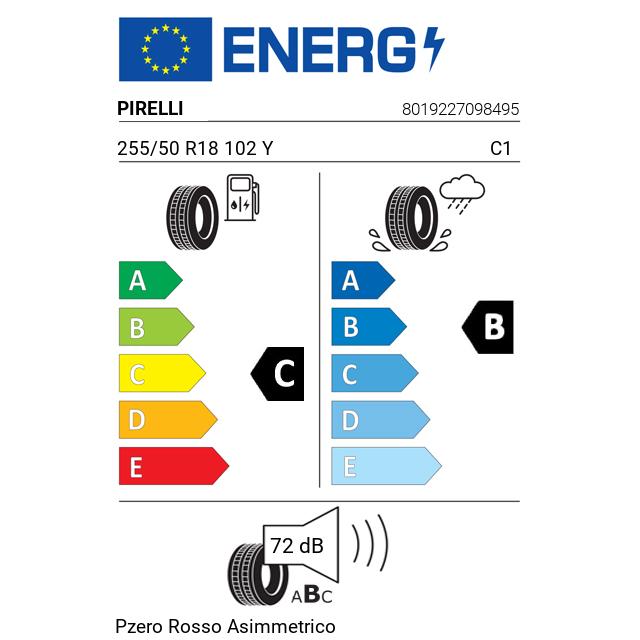 Eticheta Energetica Anvelope  255 50 R18 Pirelli Pzero Rosso Asimmetrico 