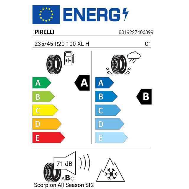 Eticheta Energetica Anvelope  235 45 R20 Pirelli Scorpion  Sf2 