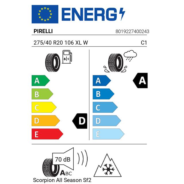 Eticheta Energetica Anvelope  275 40 R20 Pirelli Scorpion  Sf2 