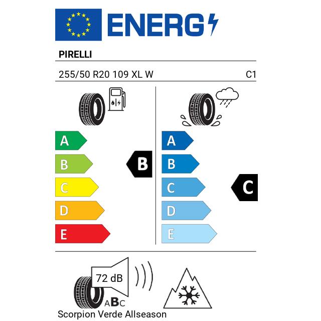 Eticheta Energetica Anvelope  255 50 R20 Pirelli Scorpion Verde Allseason 