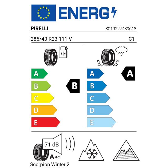 Eticheta Energetica Anvelope  285 40 R23 Pirelli Scorpion Winter 2 