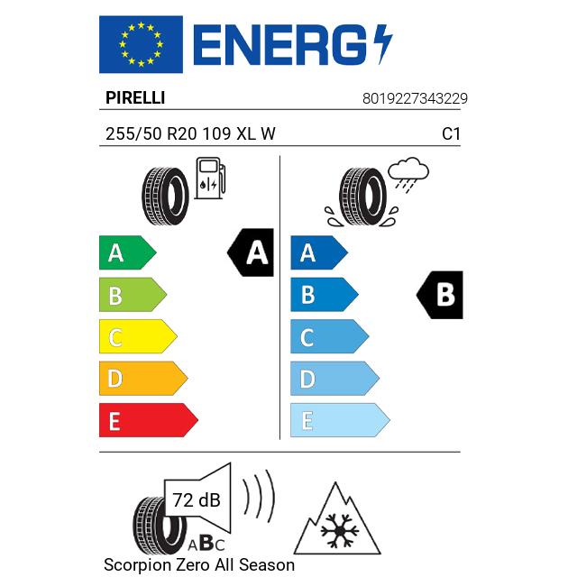 Eticheta Energetica Anvelope  255 50 R20 Pirelli Scorpion Zero  