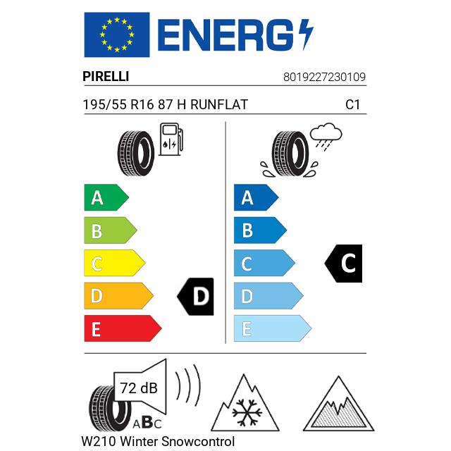 Eticheta Energetica Anvelope  195 55 R16 Pirelli W210 Winter Snowcontrol 3 