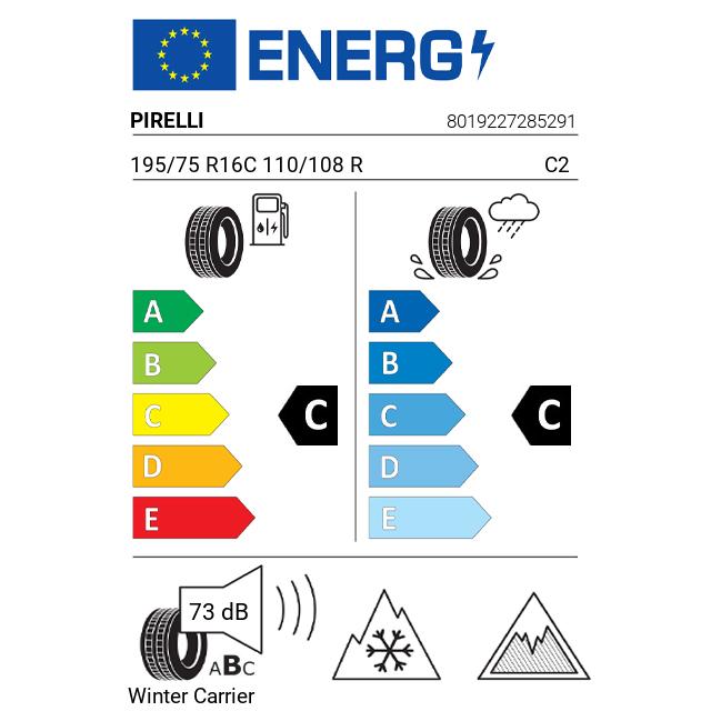 Eticheta Energetica Anvelope  195 75 R16C Pirelli Winter Carrier 