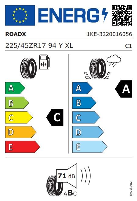 Eticheta Energetica Anvelope  225 45 R17 Roadx Rxmotion 4s 
