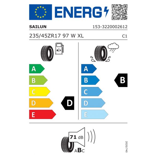 Eticheta Energetica Anvelope  235 45 R17 Sailun Atrezzo 4seasons Pro 