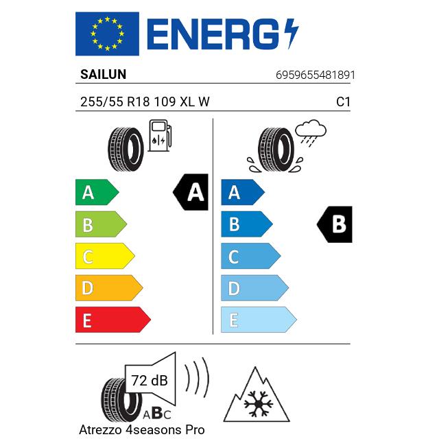 Eticheta Energetica Anvelope  255 55 R18 Sailun Atrezzo 4seasons Pro 