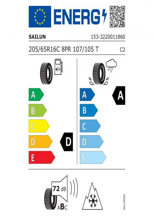 Eticheta Energetica Anvelope  205 65 R16C Sailun Commercio 4seasons 