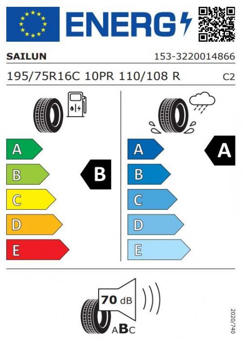 Eticheta Energetica Anvelope  195 75 R16C Sailun Commercio Pro 
