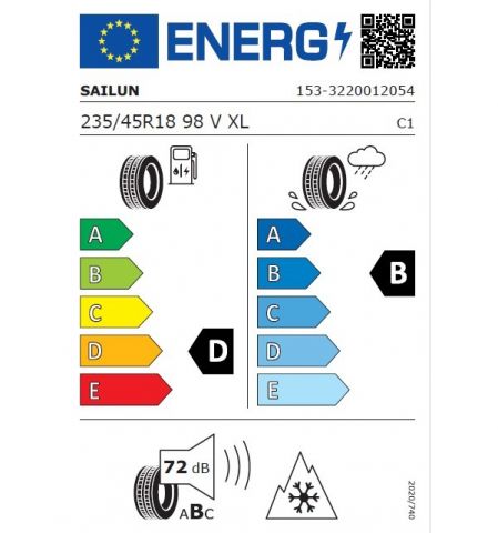 Eticheta Energetica Anvelope  235 45 R18 Sailun Ice Blazer Alpine Evo 