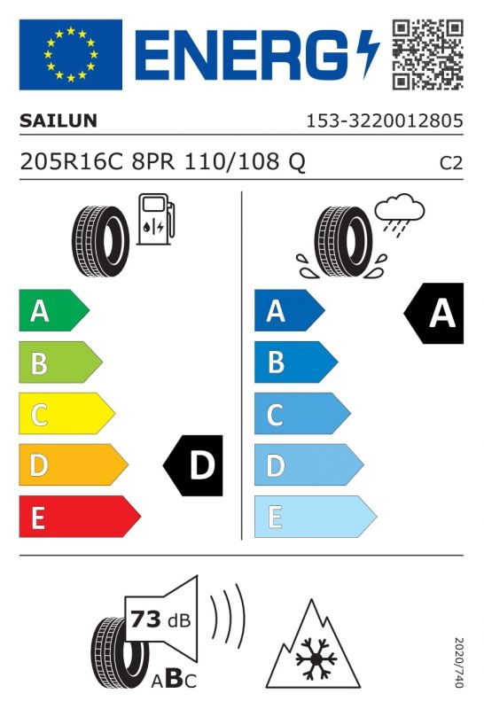 Eticheta Energetica Anvelope  205 80 R16C Sailun Terramax A/t 
