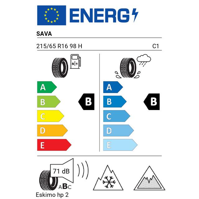 Eticheta Energetica Anvelope  215 65 R16 Sava Eskimo Hp 2 