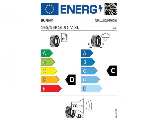 Eticheta Energetica Anvelope  195 55 R16 Sunny Np203 