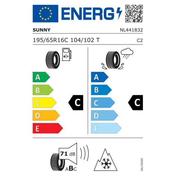Eticheta Energetica Anvelope  195 65 R16C Sunny Nw103 
