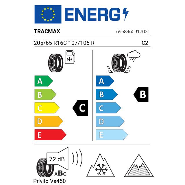 Eticheta Energetica Anvelope  205 65 R16C Tracmax Privilo Vs450 