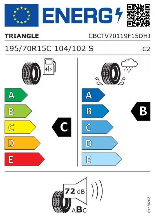 Eticheta Energetica Anvelope  195 70 R15C Triangle Connex Van Tv701 