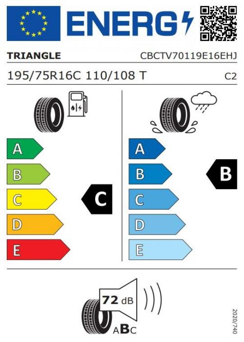 Eticheta Energetica Anvelope  195 75 R16C Triangle Connex Van Tv701 
